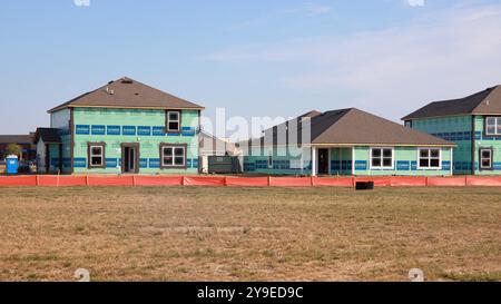 Ein Bauboom führt zu Neubauten in den Vororten im mittleren westen. Greenfield, Indiana. Stockfoto