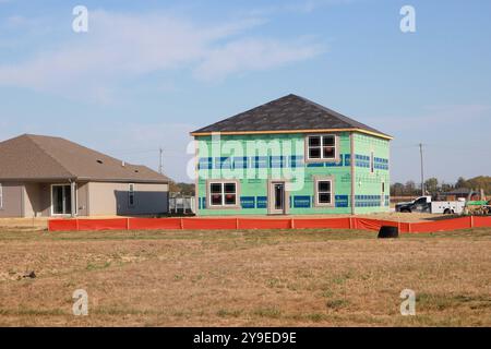 Ein Bauboom führt zu Neubauten in den Vororten im mittleren westen. Greenfield, Indiana. Stockfoto