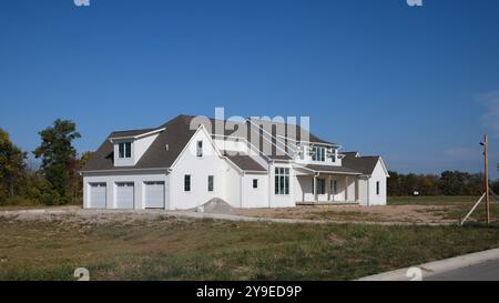 Ein Bauboom führt zu Neubauten in den Vororten im mittleren westen. Greenfield, Indiana. Stockfoto