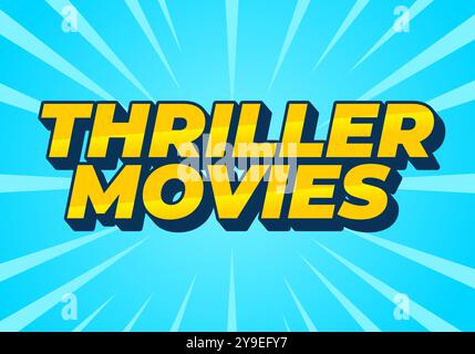 Thriller-Filme. Texteffekt-Design in modernen Farben und 3D-Stil Stock Vektor