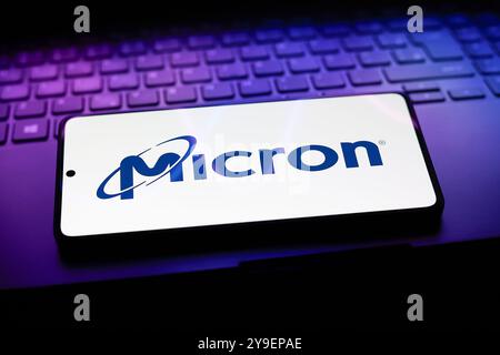 September 2024, Paraguay. In dieser Abbildung wird das Micron Technology Logo auf einem Smartphone-Bildschirm angezeigt Stockfoto