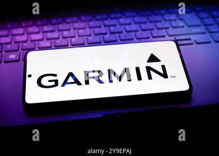 September 2024, Paraguay. In dieser Abbildung wird das Garmin-Logo auf einem Smartphone-Bildschirm angezeigt Stockfoto