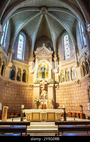 Katholisch-christliche Kapelle, Javier Castle, 10. Jahrhundert, Javier Heiligtum, Foral Community of Navarra, Spanien. Stockfoto