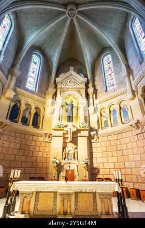 Katholisch-christliche Kapelle, Javier Castle, 10. Jahrhundert, Javier Heiligtum, Foral Community of Navarra, Spanien. Stockfoto