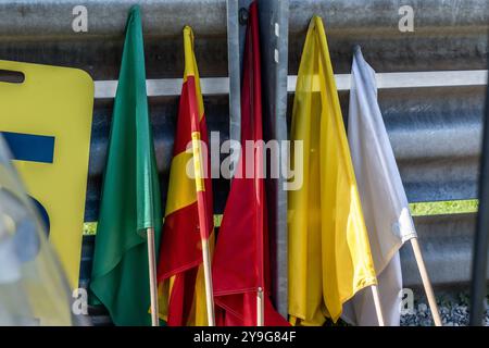 Fahnen der Gleismarschälle am Salzburgring Österreich Koppl Salzburgring Salzburg Österreich Stockfoto