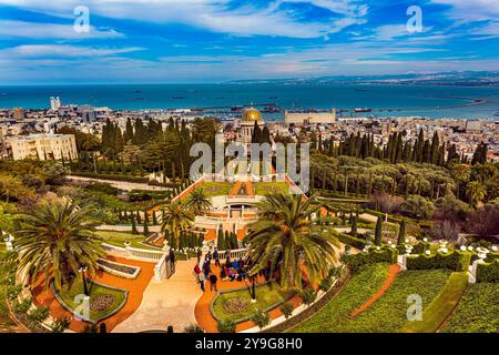 Bahai Gardens am Mount Carmel in Haifa, Israel, Naher Osten Stockfoto
