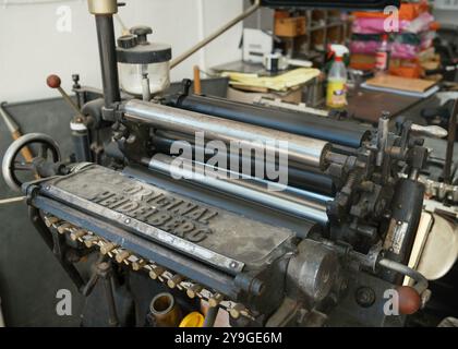 Original Heidelberg Platen Press. Stockfoto