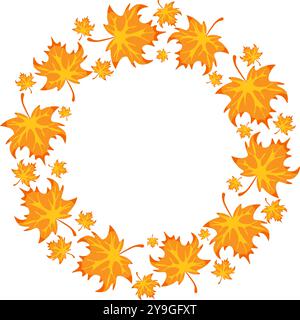 Comic Herbstrahmen mit bunten Blättern für Textilien, Servietten, Dekorationen, Logo. Vektorabbildung Stock Vektor