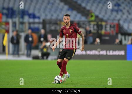 Stadio Olimpico, Rom, Italien. Oktober 2024. Internationaler Fußball UEFA Nations League, Gruppe 2, Italien gegen Belgien; Zeno Debast von Belgien Credit: Action Plus Sports/Alamy Live News Stockfoto