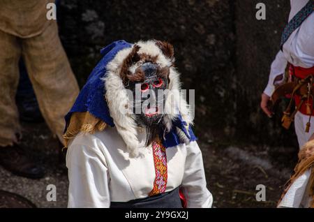 Traditionelle Masken des Karnevals von Velilla de la Reina, genannt Antruejo, Castilla y León. Spanien Stockfoto