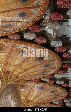 Architektonische Details, Nahaufnahmen, des Palau de la Musica Catalana, Barcelona, Spanien Stockfoto