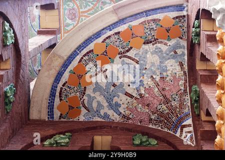 Architektonische Details, Nahaufnahmen, des Palau de la Musica Catalana, Barcelona, Spanien Stockfoto