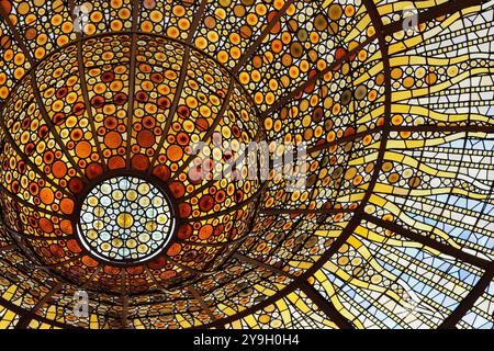 Architektonische Details, Nahaufnahmen, des Palau de la Musica Catalana, Barcelona, Spanien Stockfoto