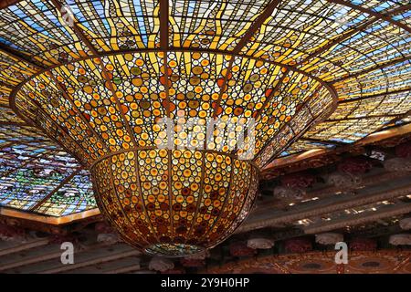 Architektonische Details, Nahaufnahmen, des Palau de la Musica Catalana, Barcelona, Spanien Stockfoto