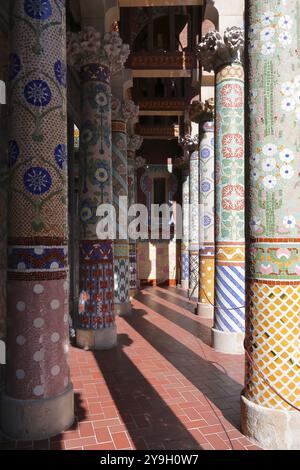 Architektonische Details, Nahaufnahmen, des Palau de la Musica Catalana, Barcelona, Spanien Stockfoto