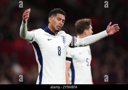 Der Engländer Jude Bellingham reagiert auf das B2-Spiel der UEFA Nations League im Wembley Stadium in London. Bilddatum: Donnerstag, 10. Oktober 2024. Stockfoto