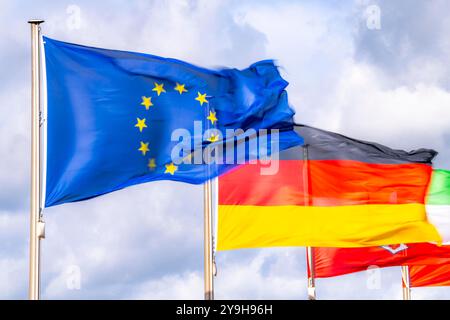 Europäische und deutsche Flagge Stockfoto