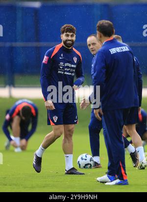 Zagreb, Kroatien. Oktober 2024. Josko Gvardiol während des Trainings der kroatischen Nationalmannschaft im Maksimir-Stadion in Zagreb, Kroatien am 9. Oktober 2024. Foto: Marko Prpic/PIXSELL Credit: Pixsell/Alamy Live News Stockfoto