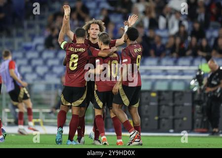 Leandro Trossard aus Belgien (Arsenal) feiert, nachdem er beim Spiel der UEFA Nations League 2024 zwischen Italien und Belgien im Olimpico-Stadion, Rom, Italien, am 10. Oktober 2023 ein Tor geschossen hat. Stockfoto