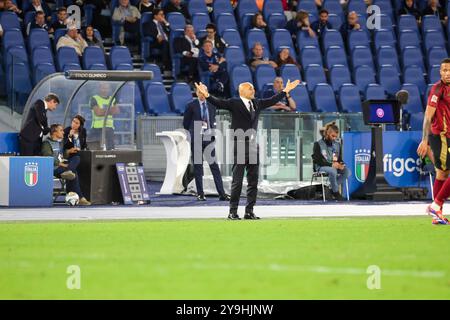 Roma, Roma, Italia. Oktober 2024. Während des ersten Spiels der Nationalliga 10/10/2024 Fußballspiele zwischen Italien und Belgien im Stadio Olimpico in Rom (Bild: © Fabio Sasso/ZUMA Press Wire) NUR REDAKTIONELLE VERWENDUNG! Nicht für kommerzielle ZWECKE! Stockfoto