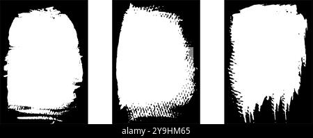 Set mit Grunge-Rahmen für Fotocollage. Schablone mit Pinselstrich. Rechteckiger, alter Rand mit rauem Rand für Bildüberlagerung. Vektorabbildung Stock Vektor