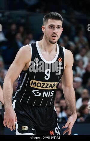 Vanja Marinkovic von Partizan Mozzart wettete Belgrad während des EuroLeague-Spiels zwischen Real Madrid und Partizan Belgrad im Wizink Center am Oktobe Stockfoto