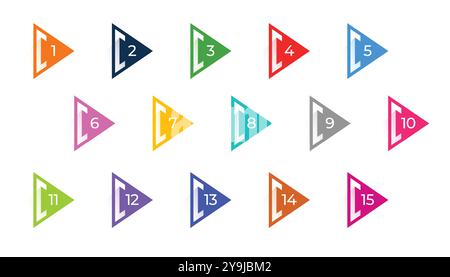 3D direktionale Aufzählungspunkte farbenfrohes Symbol im Nachdruckvektor Stock Vektor