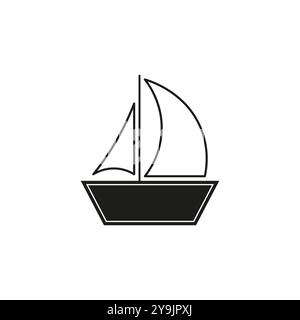Segelboot-Symbol. Nautisches Boot-Symbol. Segelschiff Vektor. Schwarzes Boot. Stock Vektor