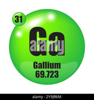 Symbol Gallium. Atomzahl 31. Masse 69.723. Vektorsymbol. Stock Vektor