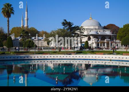 Türkiye, Türkei, Istanbul, Sultan Ahmed Grabmal, Stockfoto