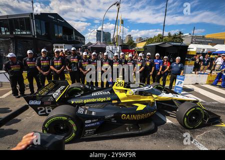 Der Fahrer DER NTT INDYCAR-SERIE, COLTON HERTA (26) aus Valencia, Kalifornien, gewinnt den Pole Award für die Ontario Honda Dealers Indy Toronto in den Straßen von Tor Stockfoto