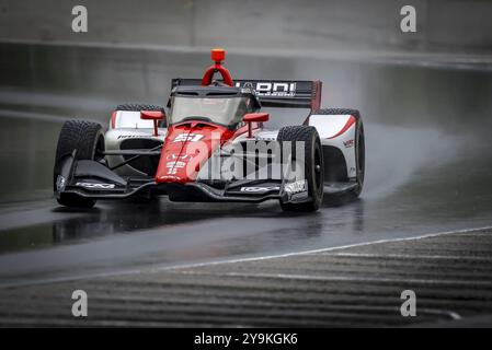 LUCA GHIOTTO (R) (51) aus Arzignano, Italien, kommt während eines Nasstrainings für den XPEL Grand Prix auf der Road America durch Runde 12 (Canada Corner) Stockfoto