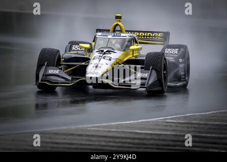 COLTON HERTA (26) aus Valencia, Kalifornien, kommt durch Runde 12 (Canada Corner) während eines Wettraining-Trainings für den XPEL Grand Prix in Road America Stockfoto