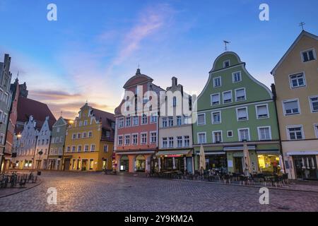 Landshut Deutschland, bei Sonnenaufgang die Skyline der Altstadt Stockfoto