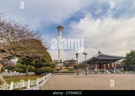 Busan South Korea, Skyline der Stadt im Yongdusan Park und Busan Tower Stockfoto