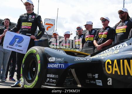 Der Fahrer DER NTT INDYCAR-SERIE, COLTON HERTA (26) aus Valencia, Kalifornien, gewinnt den Pole Award für die Ontario Honda Dealers Indy Toronto in den Straßen von Tor Stockfoto