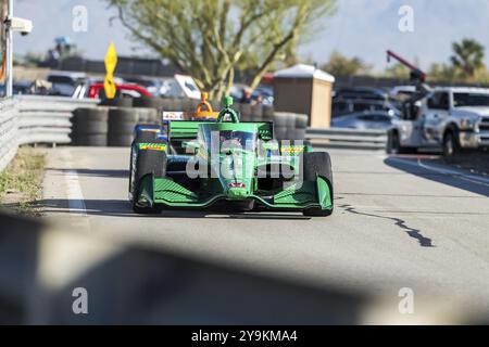 MARCUS ARMSTRONG (11) aus Christchurch, Neuseeland, kommt während eines Trainings für die erste Thermal Club $1 Million Challenge at von der Boxengasse ab Stockfoto
