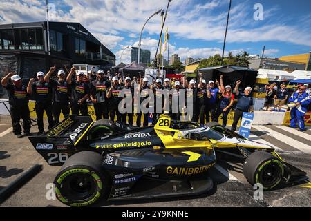 Der Fahrer DER NTT INDYCAR-SERIE, COLTON HERTA (26) aus Valencia, Kalifornien, gewinnt den Pole Award für die Ontario Honda Dealers Indy Toronto in den Straßen von Tor Stockfoto