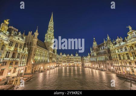 Brüssel Belgien, City Skyline Nacht am Grand Place Square Stockfoto