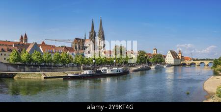 Regensburg Deutschland, Panorama-Skyline der Altstadt und Donau Stockfoto