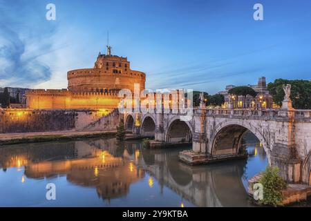 Rom Vatikan Italien bei Nacht Skyline der Castel Sant'Angelo Stockfoto