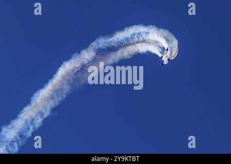 März 2024: El Centro, CA: Blue Angels Proben vor dem Saisondebüt Präzisionskunstflugzeuge und zeigen Können und Teamwork in hochfliegenden Manövern Stockfoto