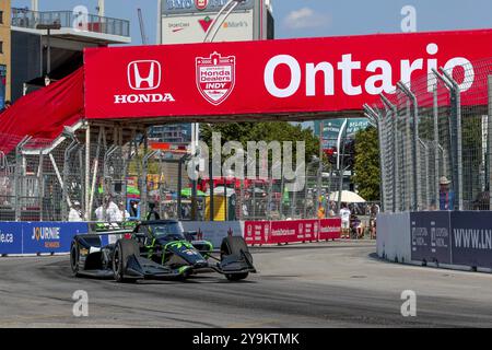 Der Fahrer DER NTT INDYCAR-SERIE, AGUSTIN HUGO CANAPINO (78) aus Arrecifes, Argentinien, reist während einer Trainingseinheit für den Ontario Hon durch die Kurven Stockfoto