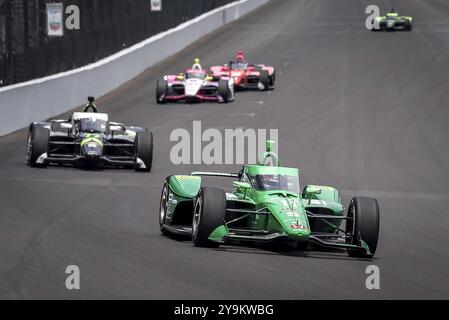 MARCUS ARMSTRONG (11) aus Christchurch, Neuseeland, kommt auf dem Indianapolis Motor Speedway während eines Trainings für den I auf die Front Stockfoto