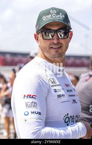 GRAHAM RAHAL (15) aus New Albany, Ohio, bereitet sich auf die Qualifikation für den Hy-Vee Homefront 250 auf dem Iowa Speedway in Newton, IA vor Stockfoto