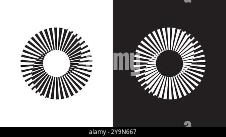 Design-Element mit runden Spiralstreifen. Mobius-Streifenmuster, überlappende Linien mit unterschiedlicher Dicke. Flache Vektorgrafik Stock Vektor