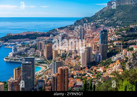Fürstentum Monaco von Roquebrune, Alpes Maritime, in der Provence. Stockfoto