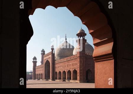 Historisches Wahrzeichen der Badshahi Moschee in Lahore, Pakistan. Stockfoto