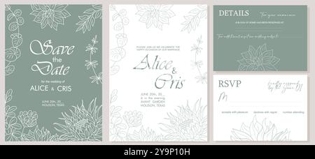 Elegante Hochzeitseinladung, Vorlage „Save the Date“ Stock Vektor