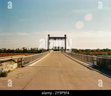 Jedleseer Brücke über die neue Donau, Wien, Österreich. Stockfoto